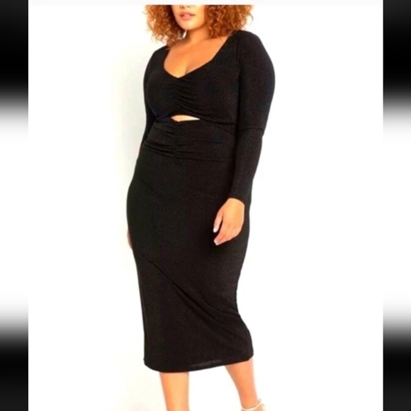 Eloquii Black Cut Out Maxi Length Dress Size 20 NWT - Picture 1 of 7